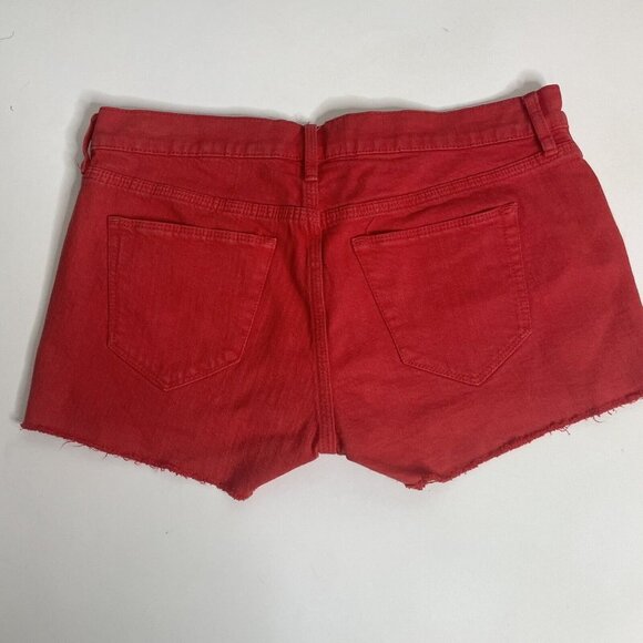 EEUC Madewell Red Denim Cut Off Shorts Size 26 Inseam 2" Jean Low Rise - Picture 5 of 10